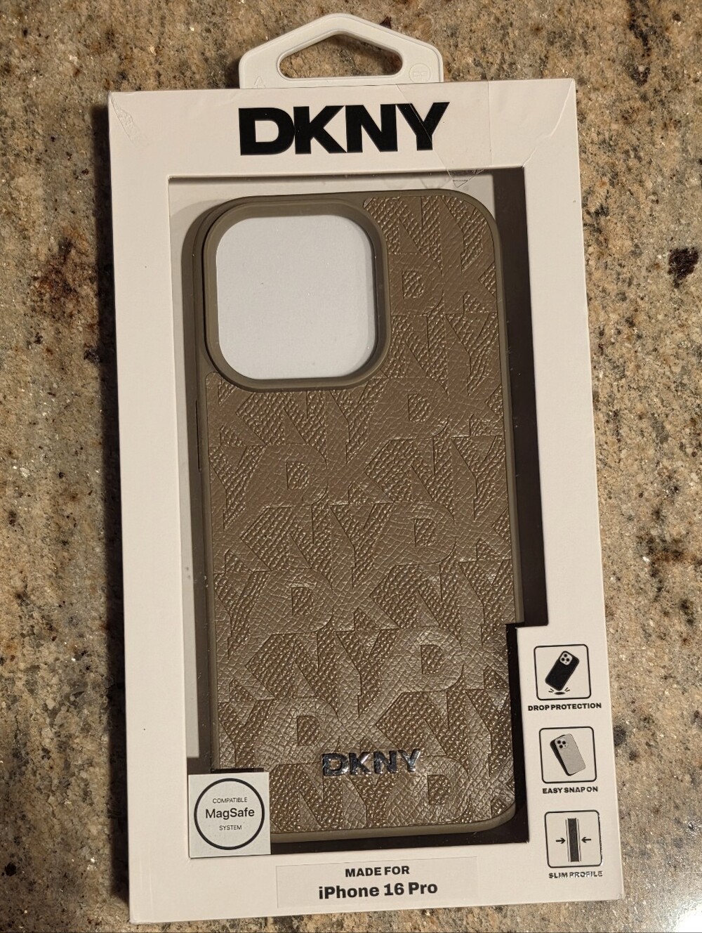 DKNY Taupe Textured iPhone 16 Pro Case